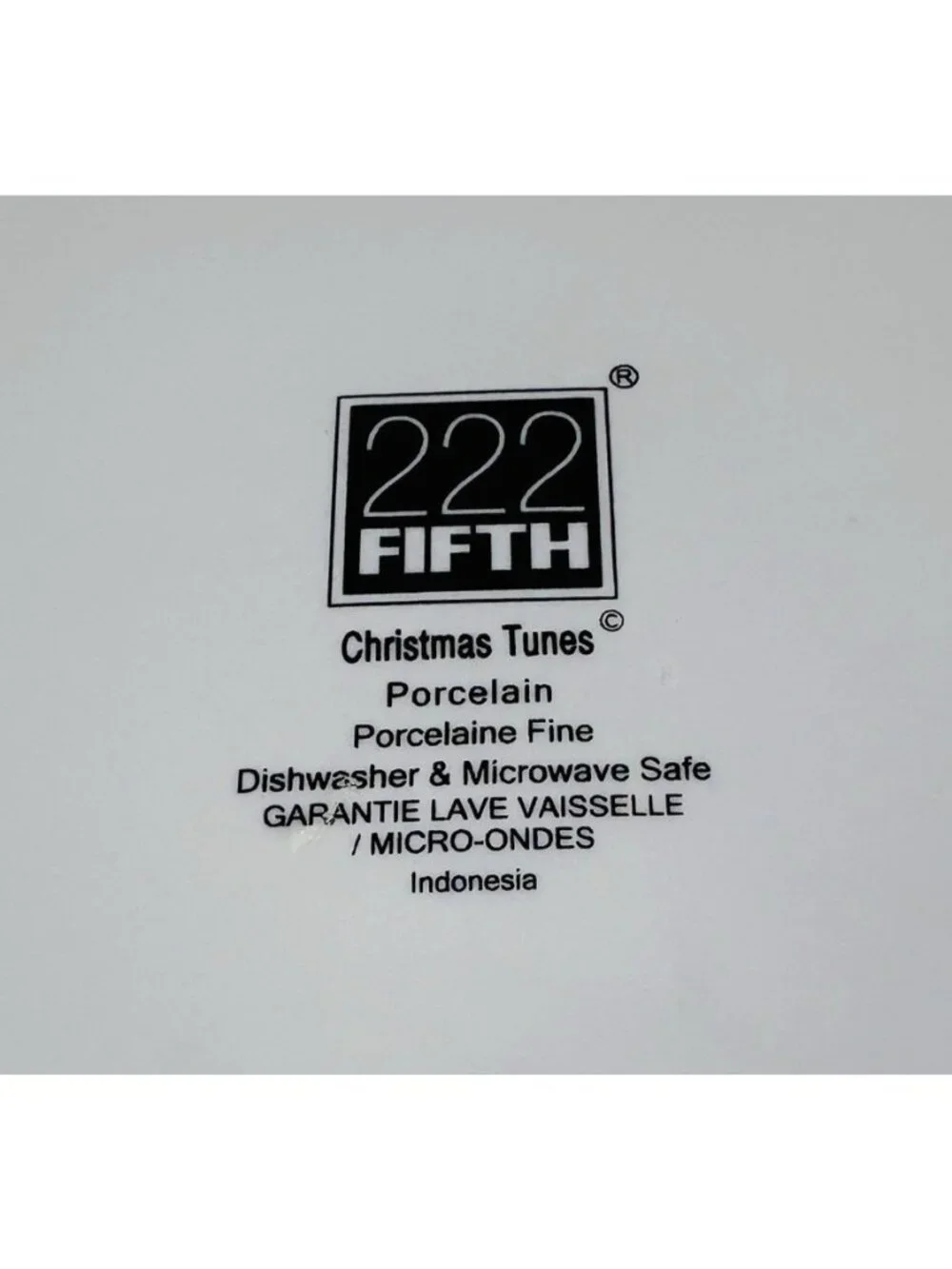 222 Fifth CHRISTMAS TUNES  Red White Words Porcelain 9
